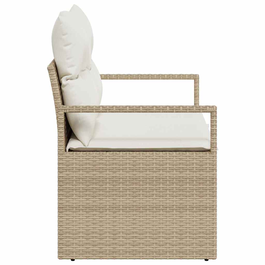 Gartensofa mit Kissen Beige 120 x 62 x 69cm Poly-Rattan